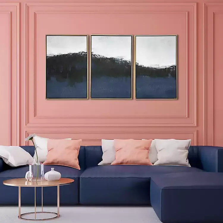 Canvas Art-Kirklands Home Sapphire Framed Canvas Art Prints, Set of 3