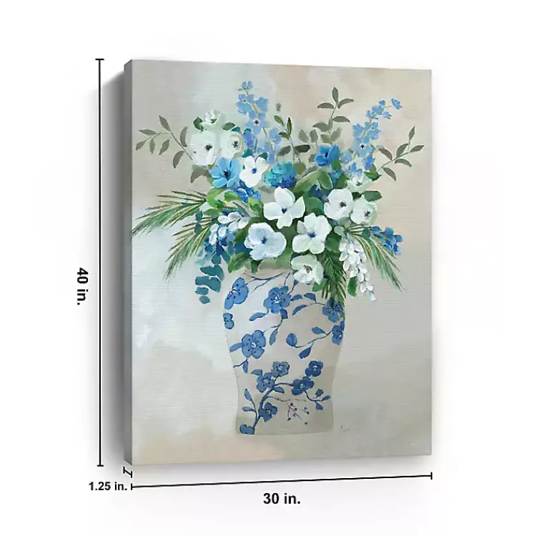 Canvas Art-Kirklands Home Blue Floral Jar Canvas Art Print Multi