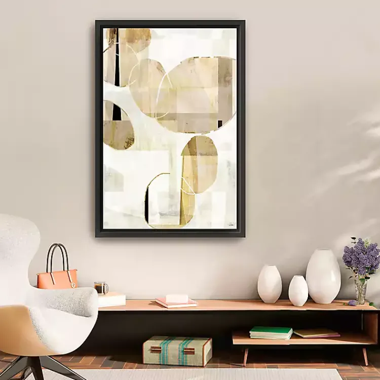 Canvas Art-Kirklands Home Brown and Tan Shapes Framed Canvas Art Print