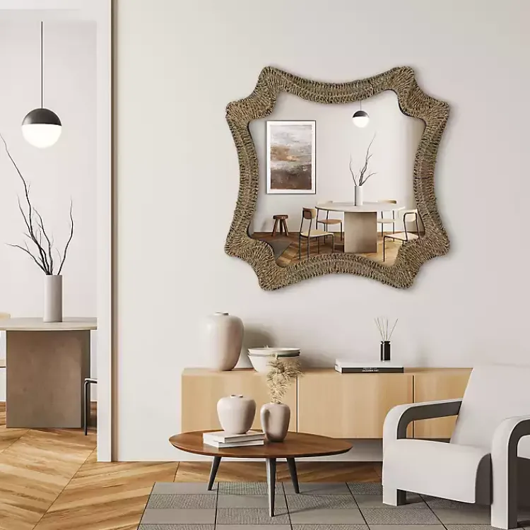 Decorative Mirrors-Kirklands Home Marley Natural Woven Rope Wall Mirror
