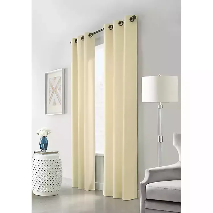 Curtains & Drapes-Kirklands Home Natural Room Darkening Curtain Panel Set, 84 in. Tan