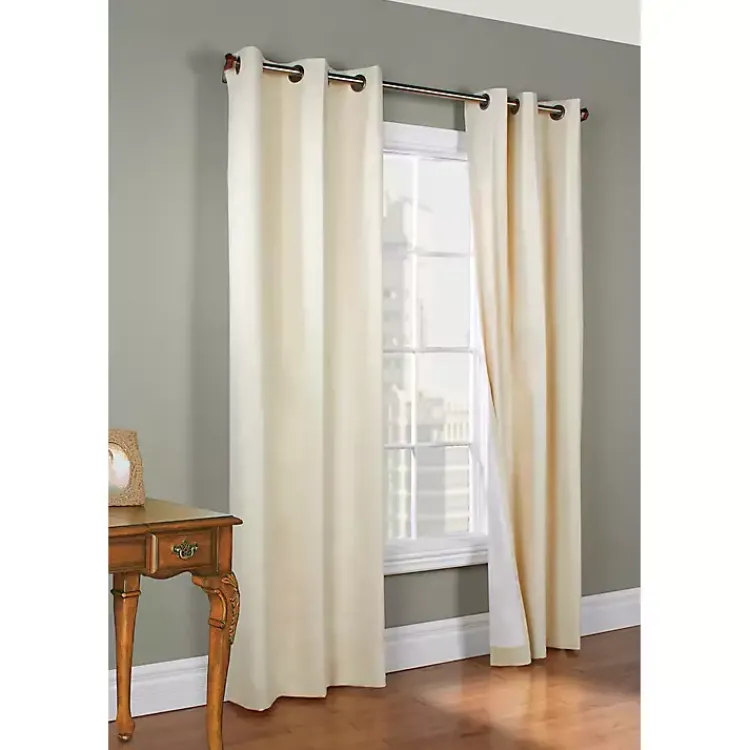 Curtains & Drapes-Kirklands Home Natural Room Darkening Curtain Panel Set, 84 in. Tan