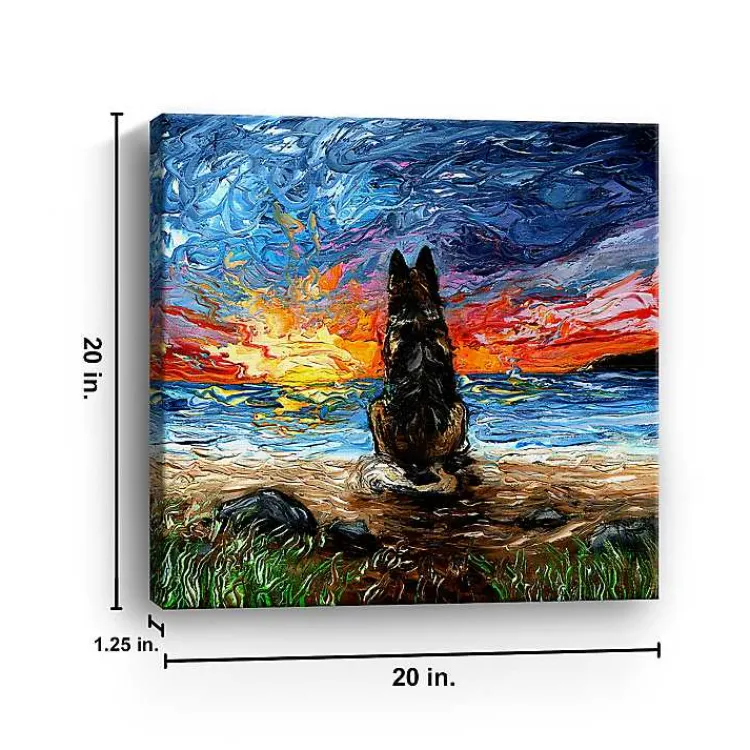 Canvas Art-Kirklands Home German Shepherd Beach Days Canvas Art Print Multi