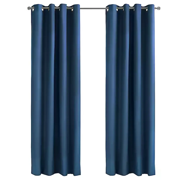 Curtains & Drapes-Kirklands Home Navy Alpine Blackout Curtain Panel, 95 in. Blue