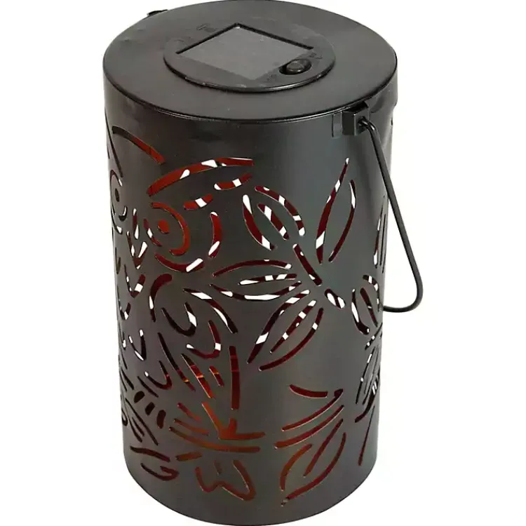 Outdoor Lighting-Kirklands Home Metal Owl Dusk-to-Dawn Outdoor Solar Lantern Black
