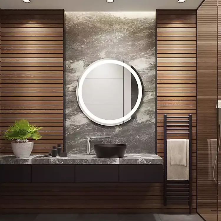 Decorative Mirrors-Kirklands Home Round Caspar LED Wall Mirror
