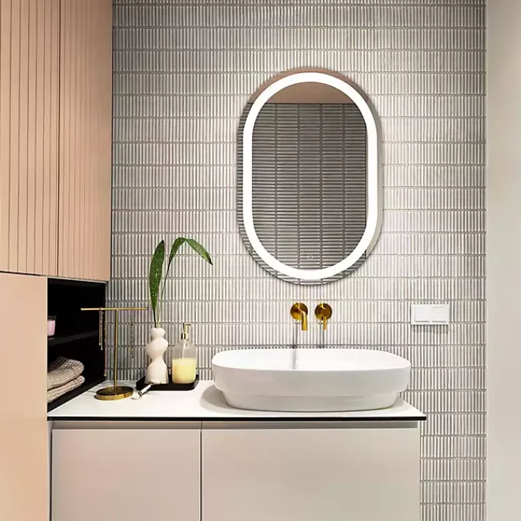 Decorative Mirrors-Kirklands Home Oval Crosby LED Wall Mirror