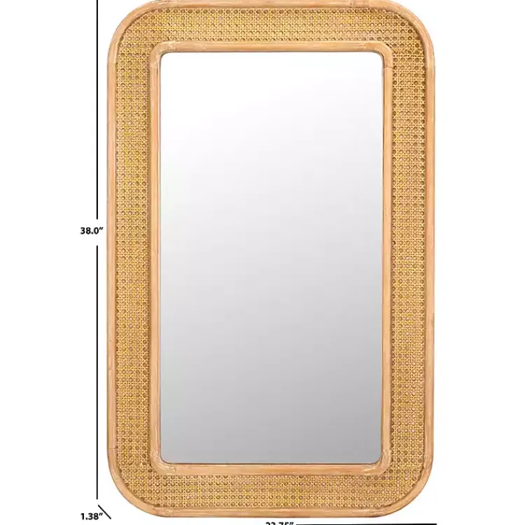 Decorative Mirrors-Kirklands Home Natural Wood and Rattan Alessa Wall Mirror