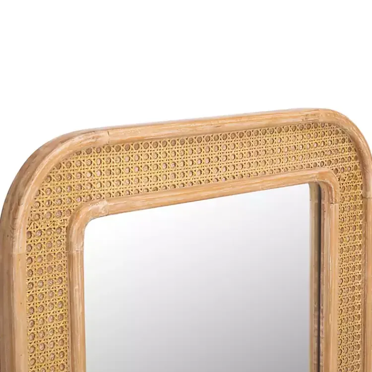 Decorative Mirrors-Kirklands Home Natural Wood and Rattan Alessa Wall Mirror