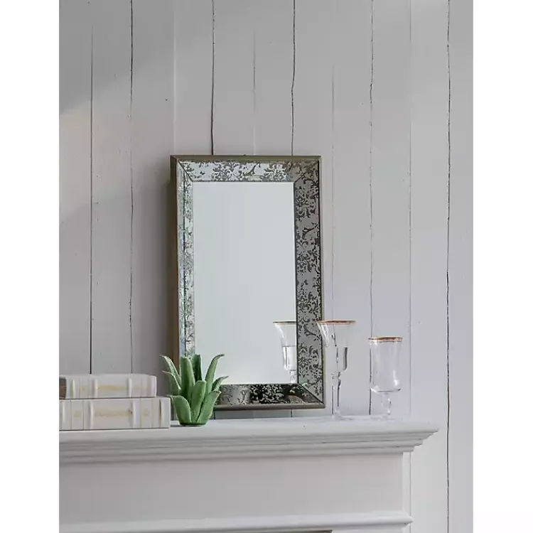Decorative Mirrors-Kirklands Home Gold Weathered Frame Wall Mirror, 9x12