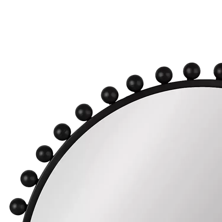 Decorative Mirrors-Kirklands Home Round Black Beaded Metal Wall Mirror
