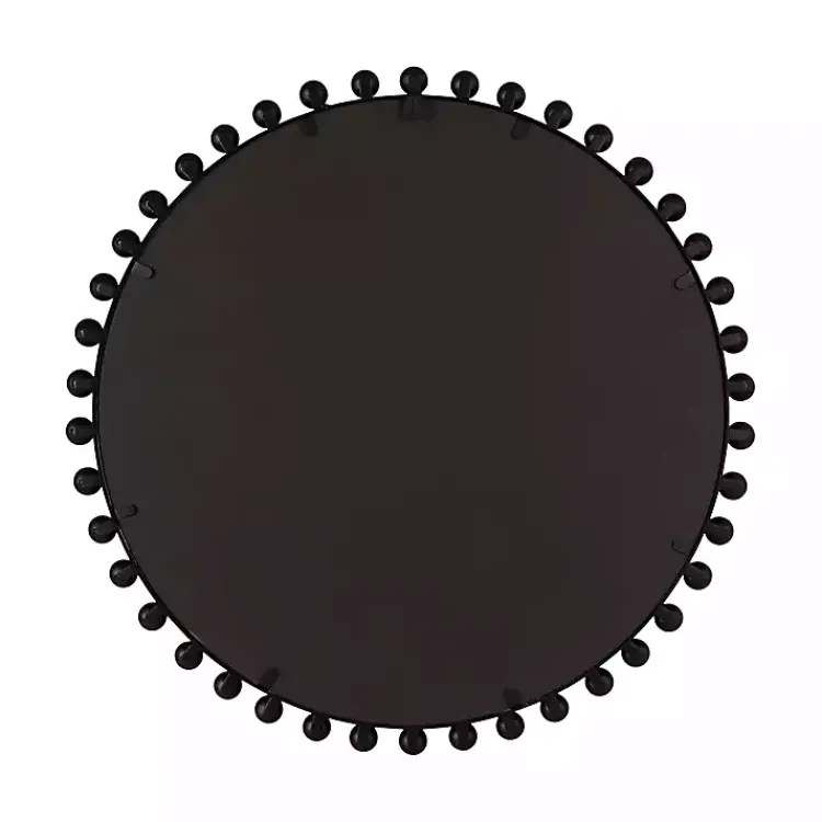 Decorative Mirrors-Kirklands Home Round Black Beaded Metal Wall Mirror