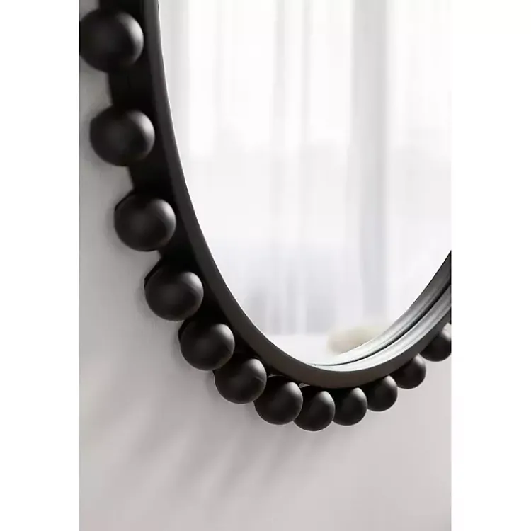 Decorative Mirrors-Kirklands Home Round Black Beaded Metal Wall Mirror