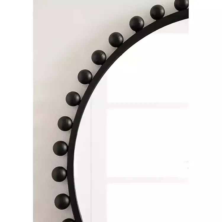 Decorative Mirrors-Kirklands Home Round Black Beaded Metal Wall Mirror