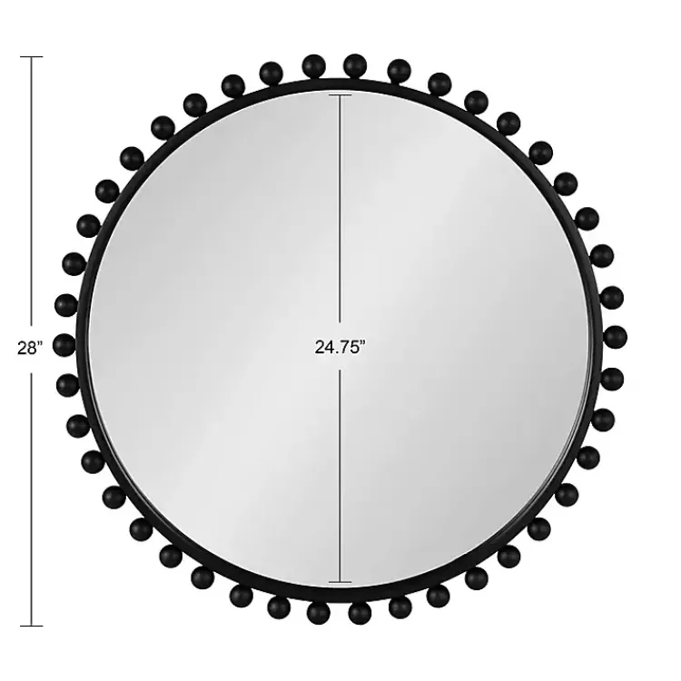 Decorative Mirrors-Kirklands Home Round Black Beaded Metal Wall Mirror