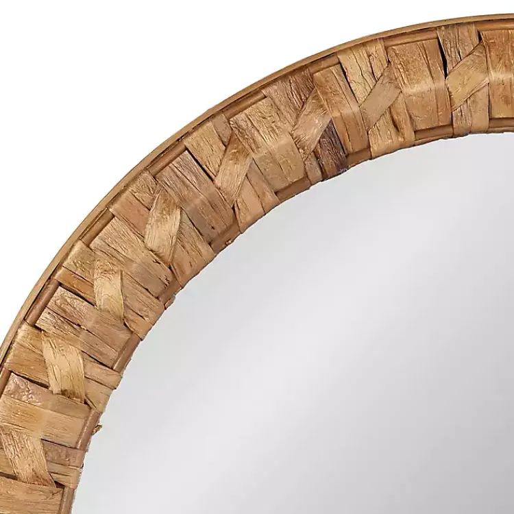 Decorative Mirrors-Kirklands Home Round Natural Woven Water Hyacinth Wall Mirror