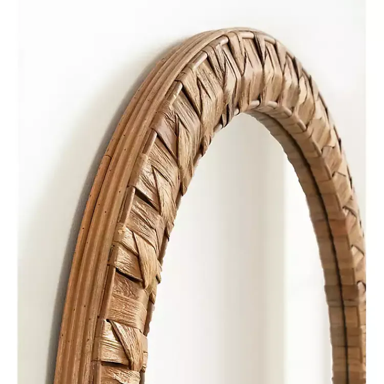 Decorative Mirrors-Kirklands Home Round Natural Woven Water Hyacinth Wall Mirror