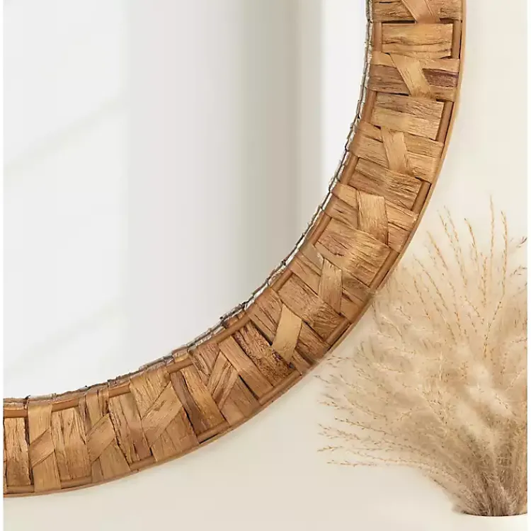 Decorative Mirrors-Kirklands Home Round Natural Woven Water Hyacinth Wall Mirror