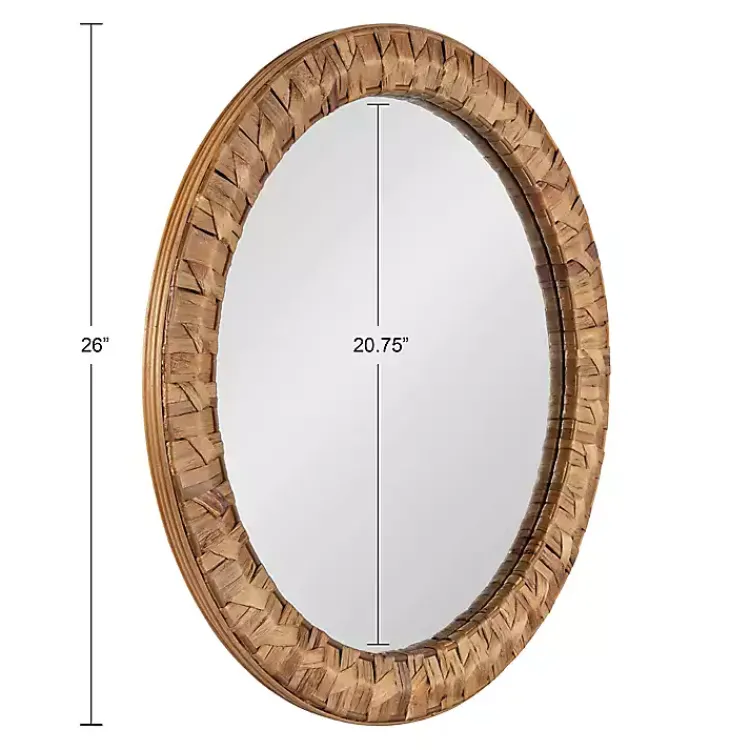 Decorative Mirrors-Kirklands Home Round Natural Woven Water Hyacinth Wall Mirror