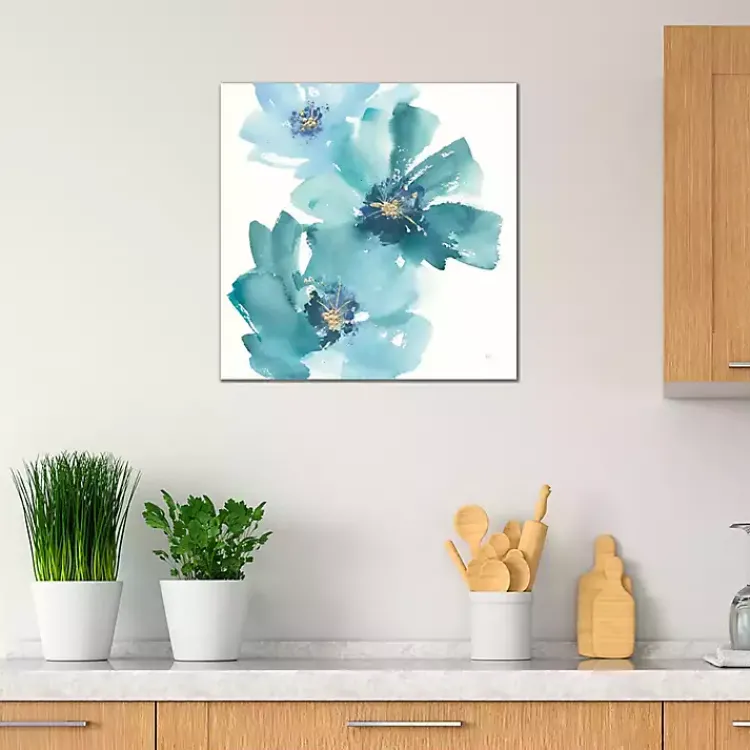 Canvas Art-Kirklands Home Teal Floral Cosmos Canvas Art Print