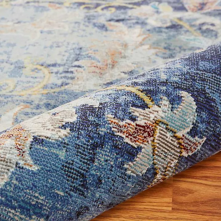 Area Rugs-Kirklands Home Navy Faded Floral Area Rug, 2x9