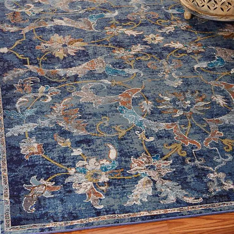 Area Rugs-Kirklands Home Navy Faded Floral Area Rug, 4x6
