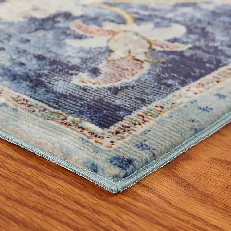 Area Rugs-Kirklands Home Navy Faded Floral Area Rug, 8x10