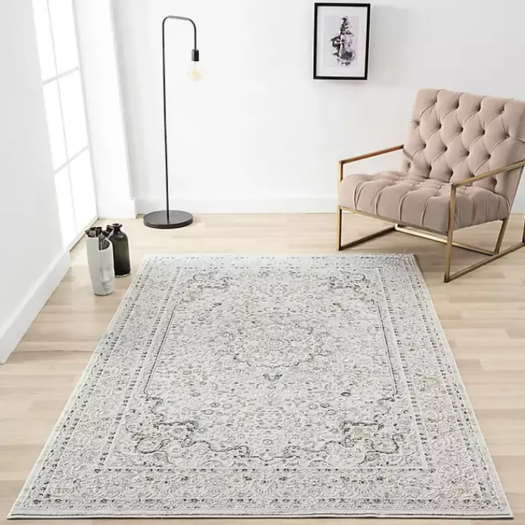 Area Rugs-Kirklands Home Isabella Gray and Ivory Area Rug, 5x7