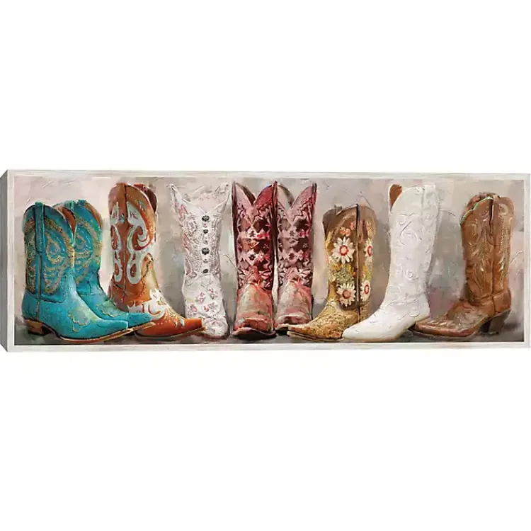 Canvas Art-Kirklands Home Colorful Cowgirl Boots Framed Canvas Art Print