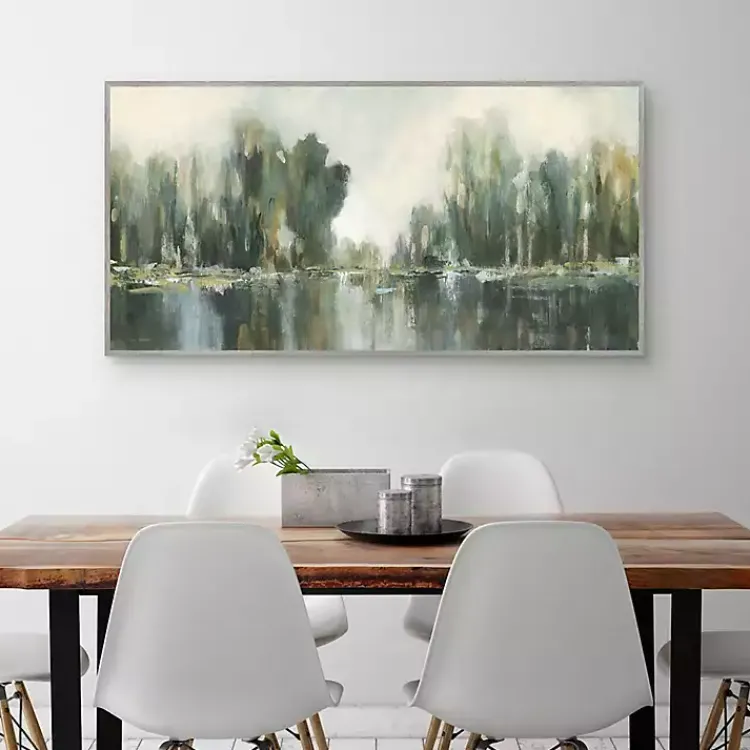Canvas Art-Kirklands Home Textured Treeline Framed Canvas Art Print Green