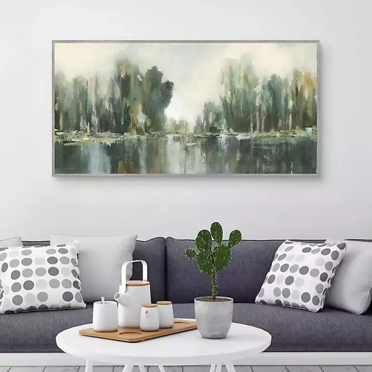 Canvas Art-Kirklands Home Textured Treeline Framed Canvas Art Print Green