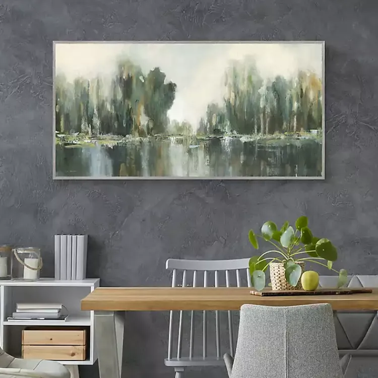 Canvas Art-Kirklands Home Textured Treeline Framed Canvas Art Print Green