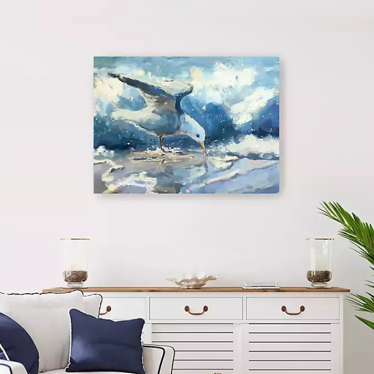 Canvas Art-Kirklands Home Seagull and Waves Canvas Art Print Blue