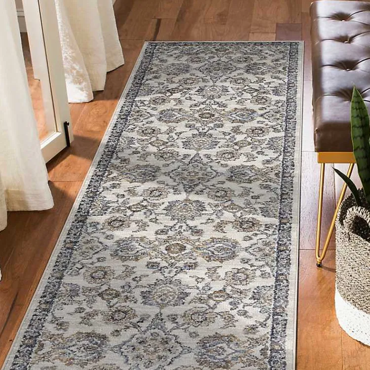 Area Rugs-Kirklands Home Jordan Bea Charcoal Runner, 2x10