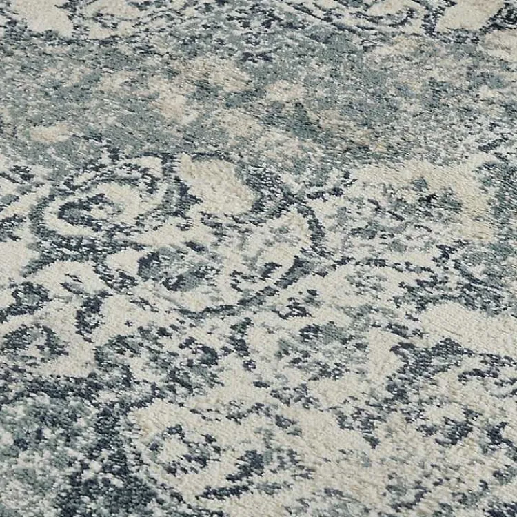 Area Rugs-Kirklands Home Cholet Ivory Blue Medallion Area Rug, 5x7