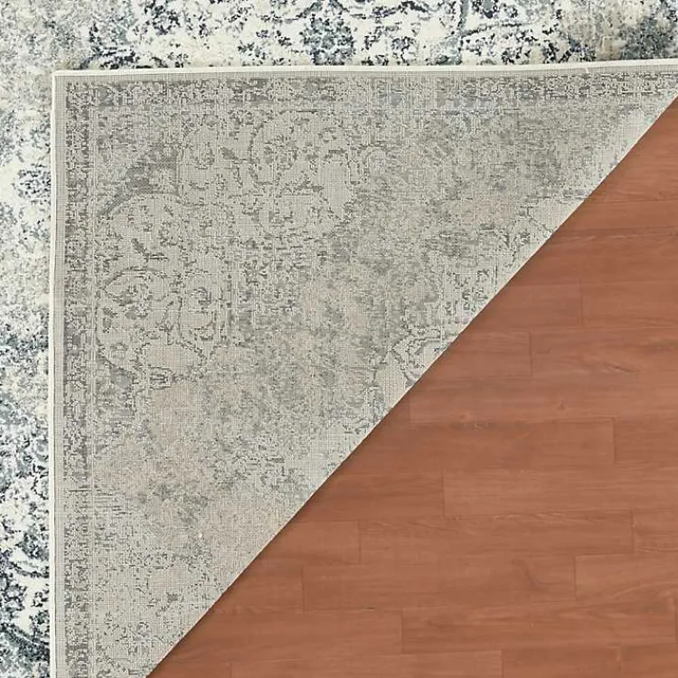 Area Rugs-Kirklands Home Cholet Ivory Blue Medallion Area Rug, 7x9