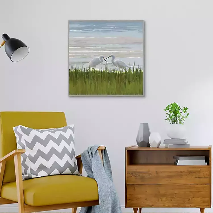 Canvas Art-Kirklands Home Egret Meeting Framed Canvas Art Print Multi