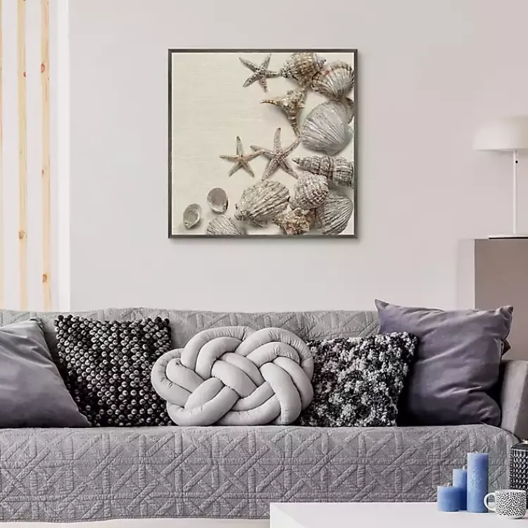 Canvas Art-Kirklands Home Linen Shell Collection Framed Canvas Art Print Tan