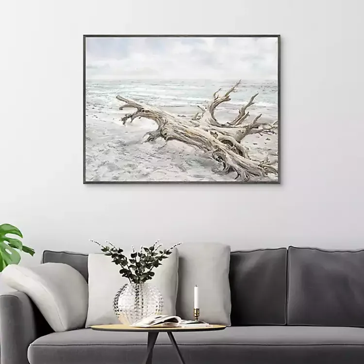 Canvas Art-Kirklands Home Driftwood On The Beach Framed Canvas Art Print Multi