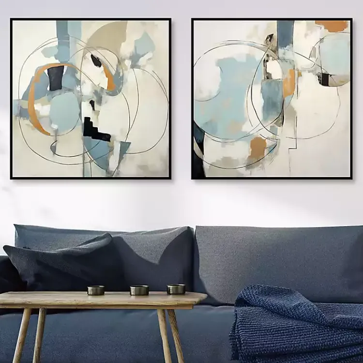 Canvas Art-Kirklands Home Blue Rhythms Framed Canvas Art Prints, Set of 2