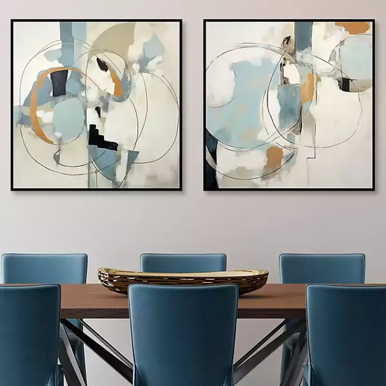 Canvas Art-Kirklands Home Blue Rhythms Framed Canvas Art Prints, Set of 2