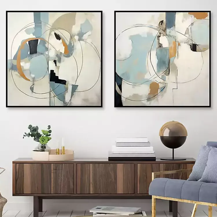 Canvas Art-Kirklands Home Blue Rhythms Framed Canvas Art Prints, Set of 2