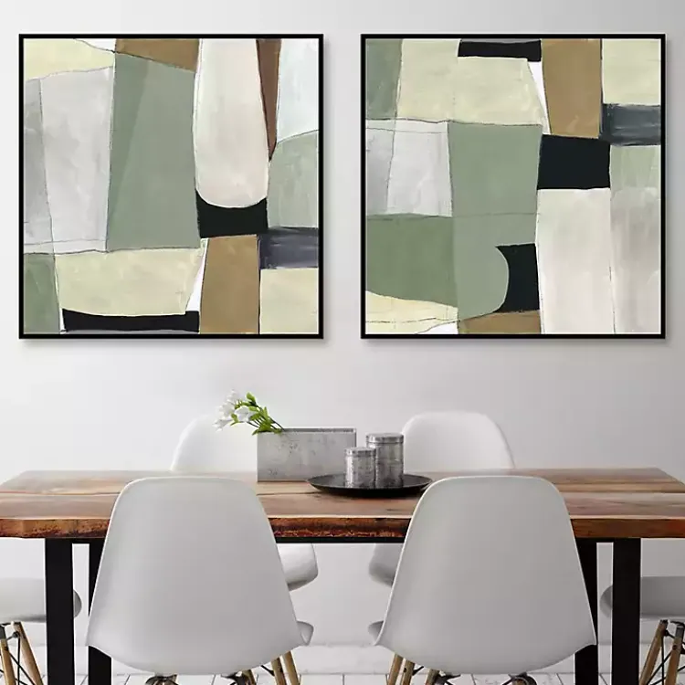 Canvas Art-Kirklands Home Green Forms Framed Canvas Art Prints, Set of 2