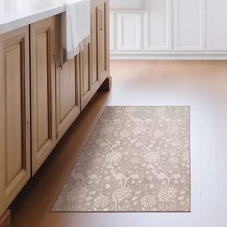 Area Rugs-Kirklands Home Kalini Natural Floral Washable Area Rug, 3x5