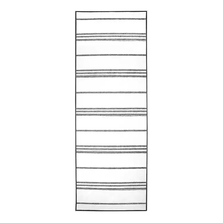Area Rugs-Kirklands Home Gray and White Stripe Washable Runner, 2x7