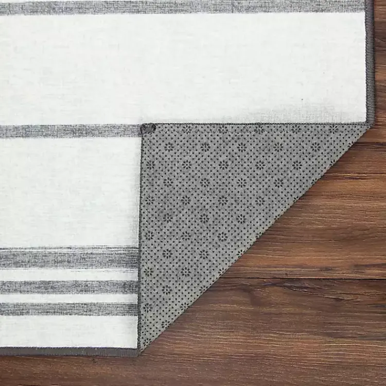 Area Rugs-Kirklands Home Gray and White Stripe Washable Runner, 2x7