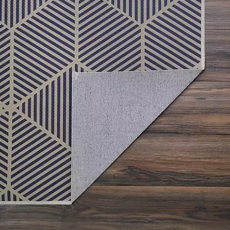 Area Rugs-Kirklands Home Navy Geometric Washable Area Rug, 5x7 Blue