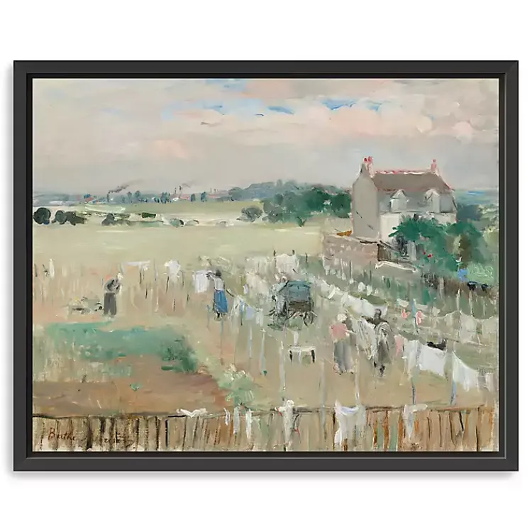 Canvas Art-Kirklands Home Hanging the Laundry Out Framed Canvas Art Print Green