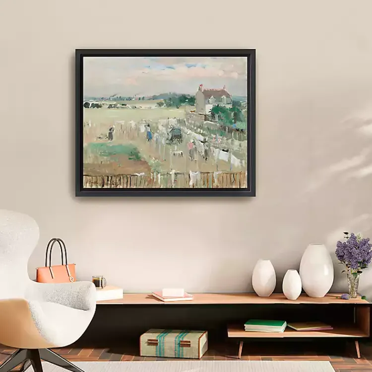 Canvas Art-Kirklands Home Hanging the Laundry Out Framed Canvas Art Print Green