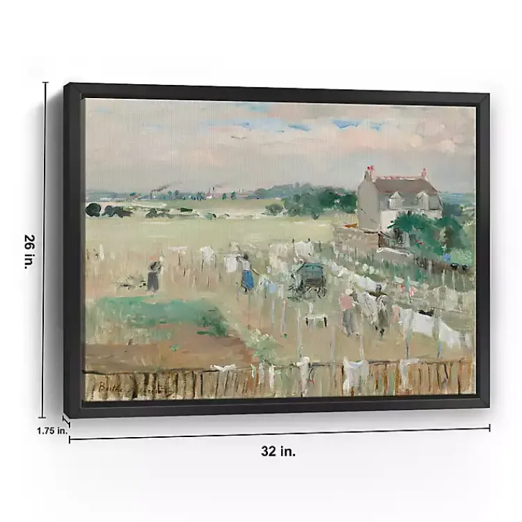 Canvas Art-Kirklands Home Hanging the Laundry Out Framed Canvas Art Print Green